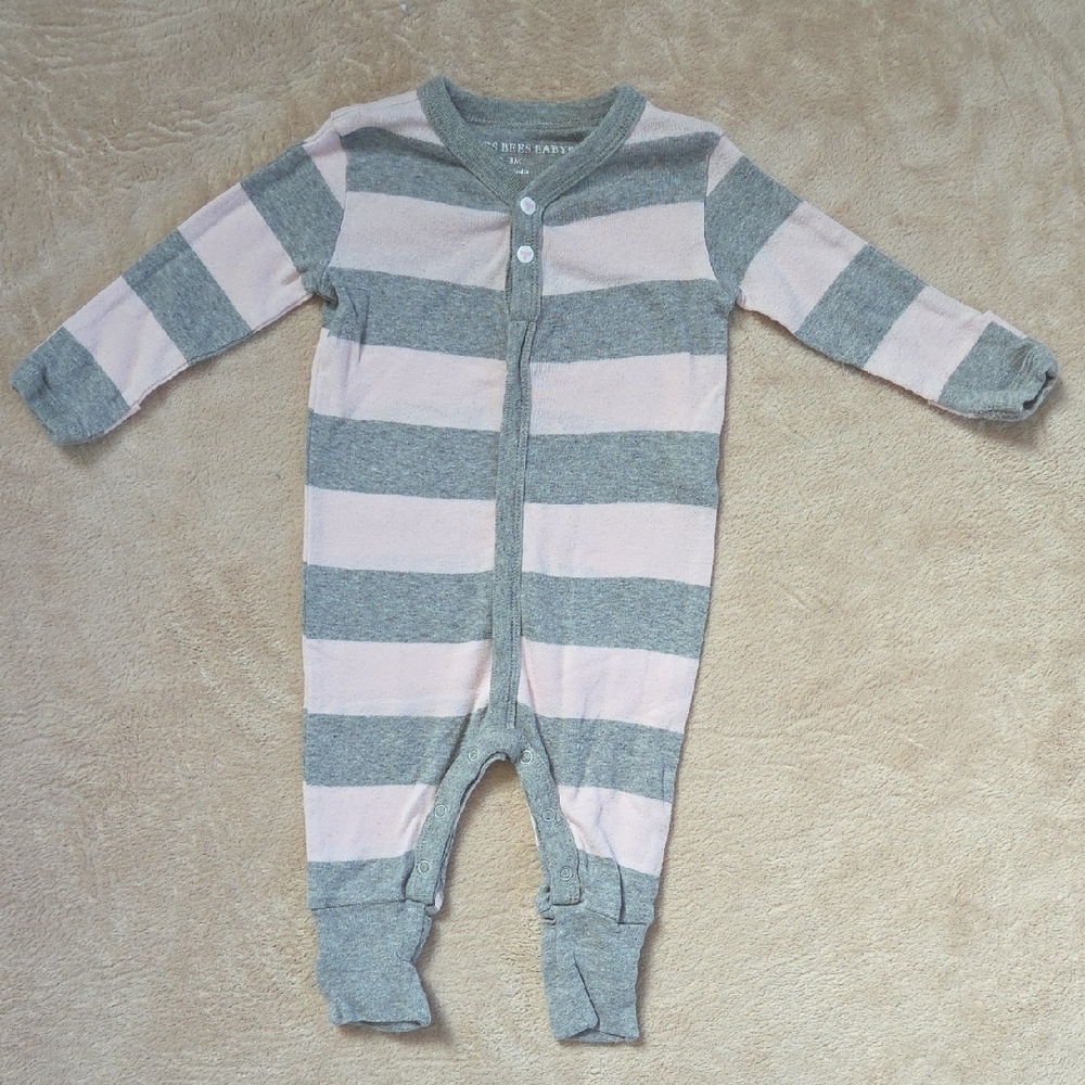 Burt's Bees Baby Organic Rugby Stripe Romper 0-3m - Picture 2 of 13